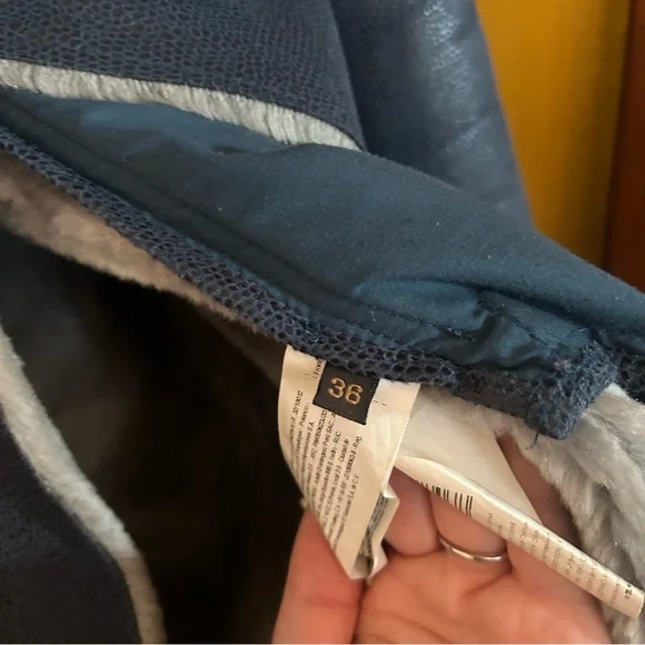 Adolfo Dominguez Faux Suede Fur Coat Off Center Fastening Buckle Hood 36 Size S - Picture 9 of 9